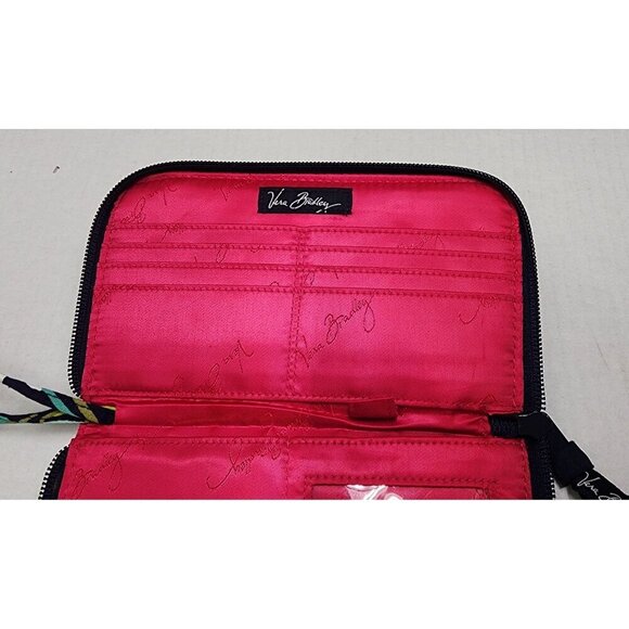 Vera Bradley Wristlet Wallet In Midnight With Multicolor Butterfly Floral Patter - Picture 9 of 12